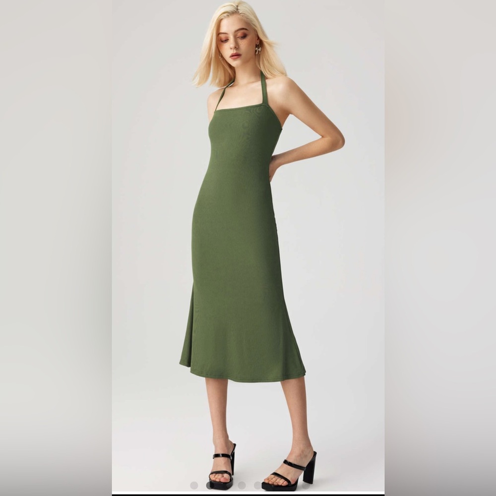 Cider Knit Halter Mermaid Midi Dress